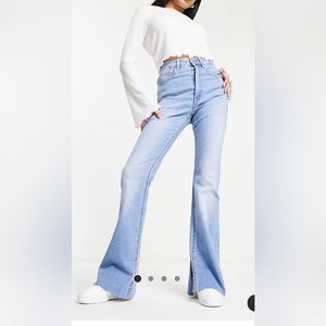 Stradivarius flare split stretch denim